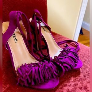 JustFab Heeled Tasseled  fringe Sandals sz 7